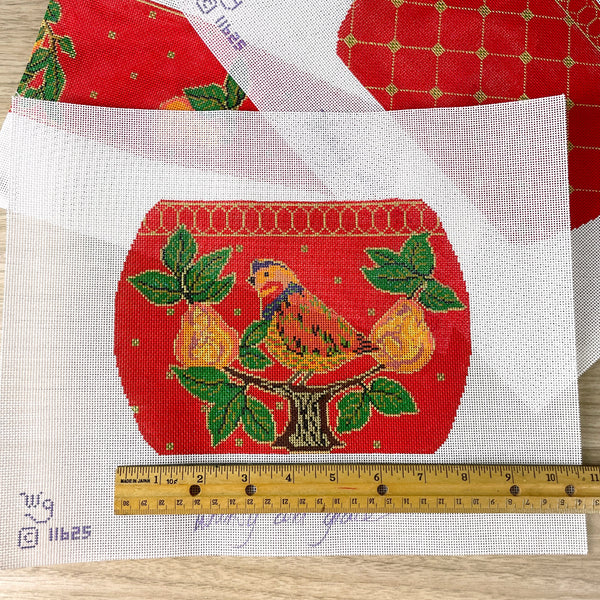 Whimsy and Grace partridge handbag needlepoint canvases WG11625 - NextStage Vintage