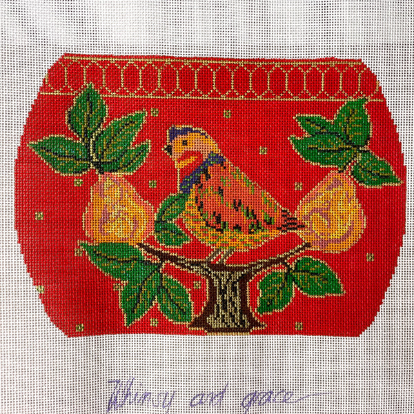 Whimsy and Grace partridge handbag needlepoint canvases WG11625 - NextStage Vintage