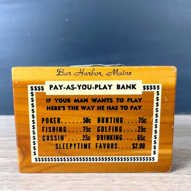 Pay-As-You-Play bank - kitsch souvenir from Bar Harbor, ME - 1960s vintage - NextStage Vintage