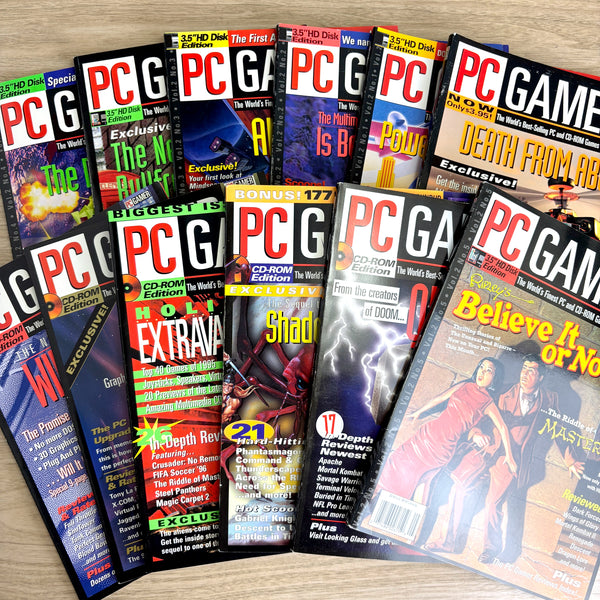 Lot of 12 PC Gamer magazines - 1995 (No CDs) - full year