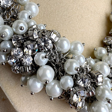 Faux pearl and crystal bib statement necklace - NextStage Vintage