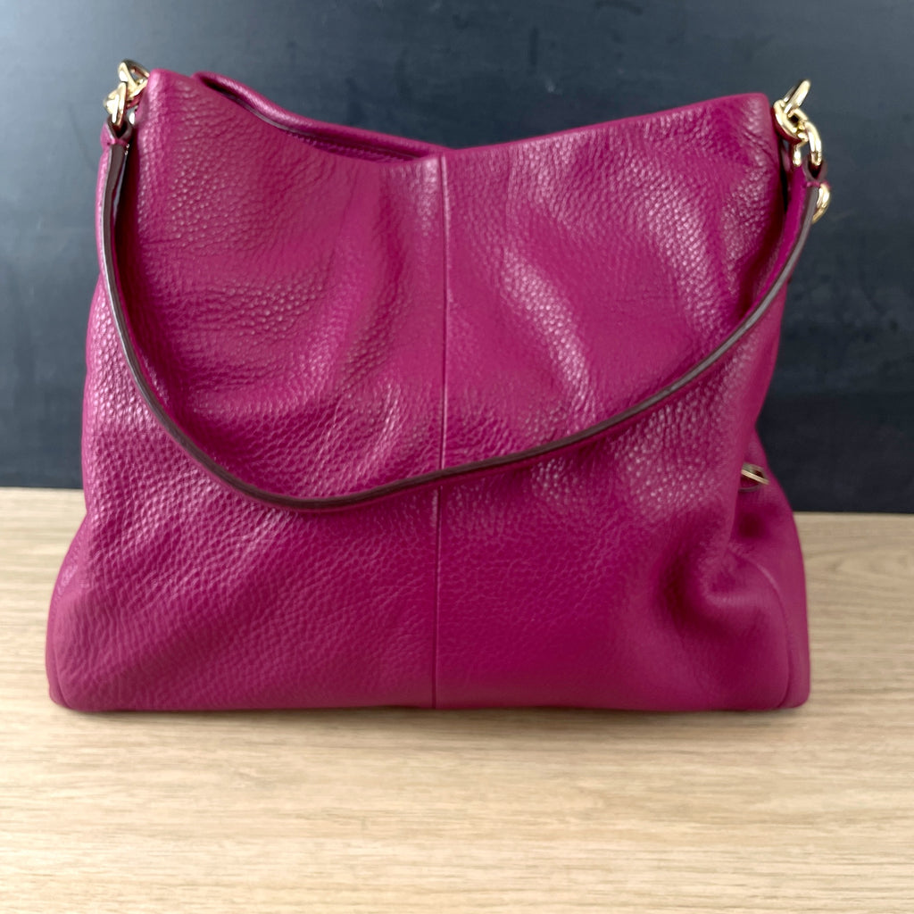 Coach Pebble Magenta leather 3 pocket shoulder bag NextStage Vintage