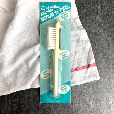 Handy All-In-One Scrub 'N' Peel - unopened 1980s vintage kitchen tool