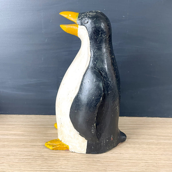 Carved and painted folk art penguin - vintage decor - NextStage Vintage