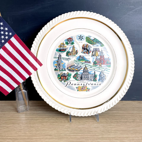 Pennsylvania state souvenir plate - vintage road trip souvenir