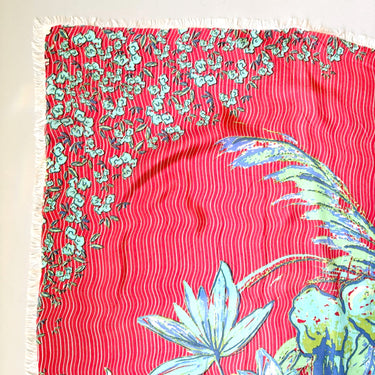 Petrusse floral satin silk scarf - bright and soft