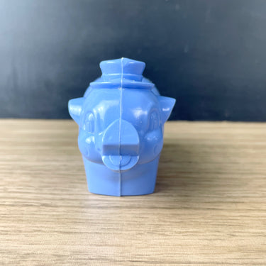 Blue hard plastic advertising piggy bank - 1970s vintage - NextStage Vintage