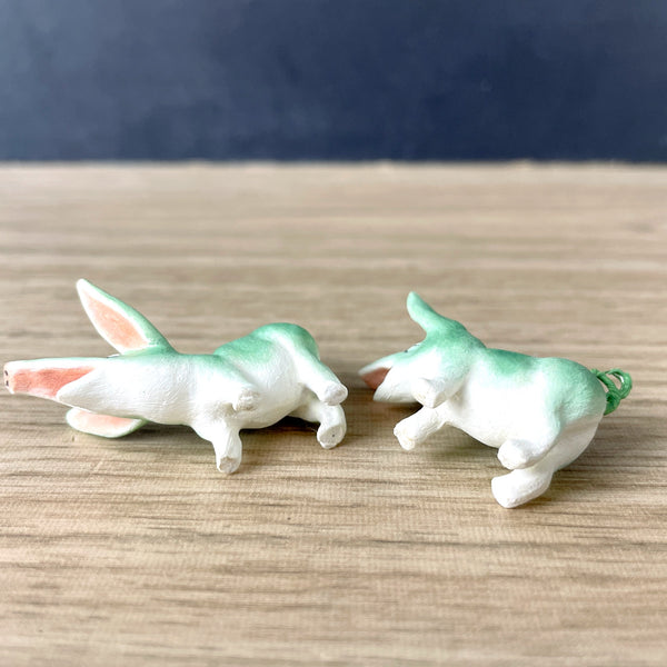 Miniature artisan made pair of green pigs - NextStage Vintage