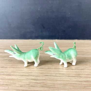 Miniature artisan made pair of green pigs - NextStage Vintage