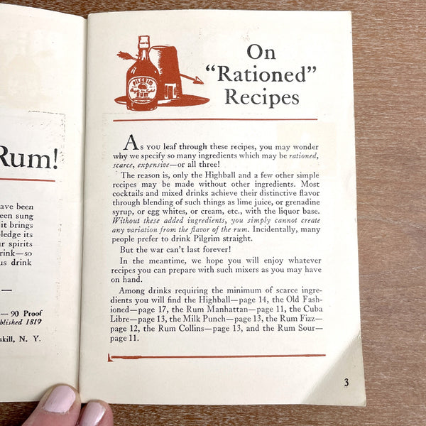 Pilgrim Rum recipe booklet - 1943 vintage - NextStage Vintage