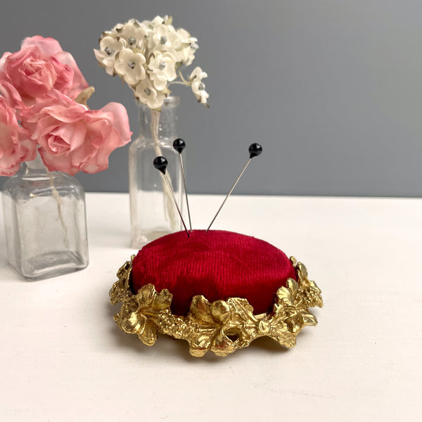 Gresco gilt hibiscus pincushion - 1950s vintage - NextStage Vintage