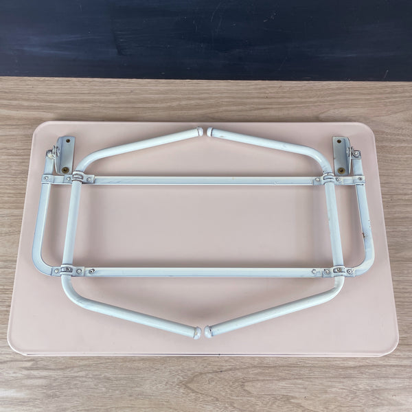 Pink metal tilting bed tray - 1950s vintage