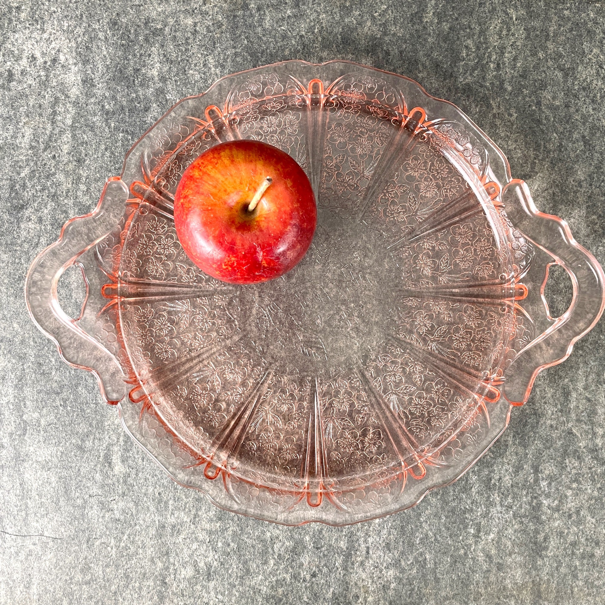 Vintage Jeanette Cherry Blossom Depression outlet Glass sandwich platter