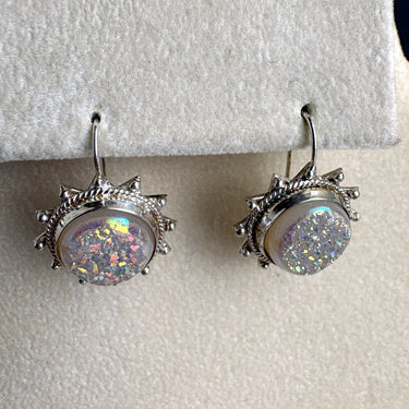 Bohemian starburst druzy and sterling pierced earrings by PJC - NextStage Vintage