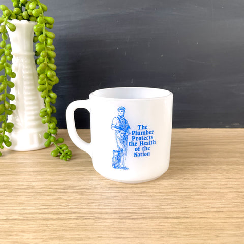 Federal milk glass plumber advertising mug - 1970s vintage - NextStage Vintage