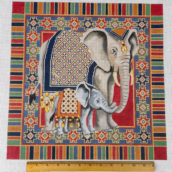 CanvasWorks Traditions elephants needlepoint canvas #AP7/PO23 - NextStage Vintage