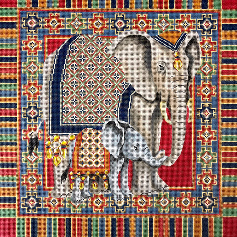 CanvasWorks Traditions elephants needlepoint canvas #AP7/PO23 - NextStage Vintage