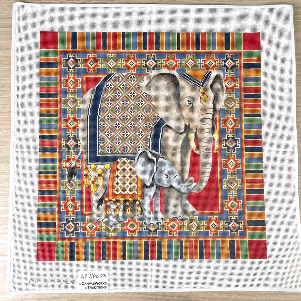 CanvasWorks Traditions elephants needlepoint canvas #AP7/PO23 - NextStage Vintage