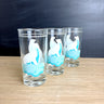 Polar bear printed tumbler drinking glasses - set of 3 - MCM vintage barware - NextStage Vintage