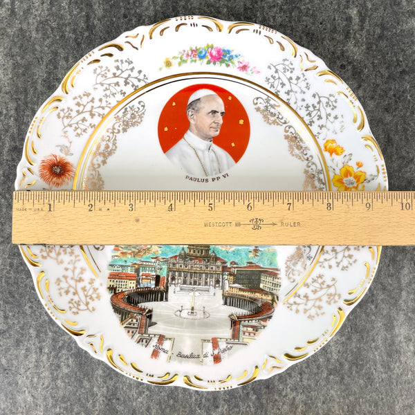 Pope Paul VI Roma souvenir plate - Basilica di S. Pietro - 1960s vintage - NextStage Vintage