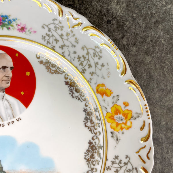 Pope Paul VI Roma souvenir plate - Basilica di S. Pietro - 1960s vintage - NextStage Vintage