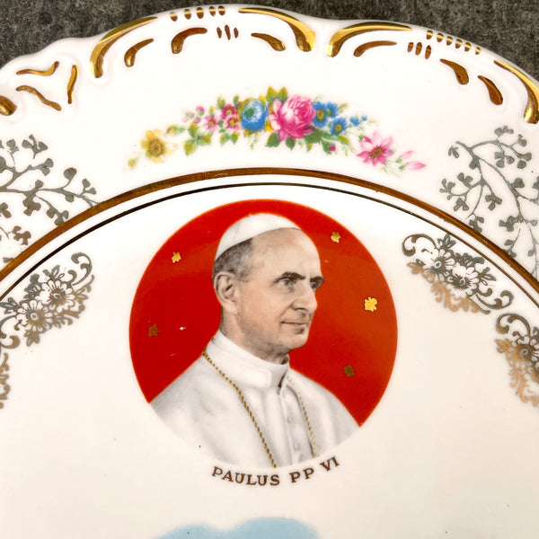 Pope Paul VI Roma souvenir plate - Basilica di S. Pietro - 1960s vintage - NextStage Vintage