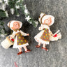 Prairie girls hard plastic Christmas ornaments - set of 2 - 1970s vintage - NextStage Vintage