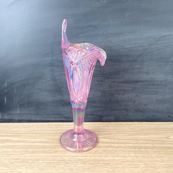 Mosser Glass pink iridescent jack in a pulpit vase - vintage art glass - NextStage Vintage