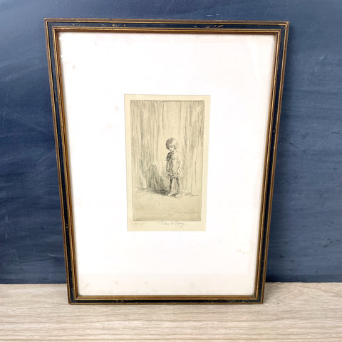 Eileen Soper signed etching "The New Pupil" - framed - NextStage Vintage