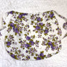 Vintage half apron – white with purple floral and berry print – rickrack trim - NextStage Vintage