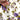 Vintage half apron – white with purple floral and berry print – rickrack trim - NextStage Vintage