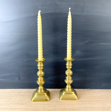 Brass candlesticks with push ups - late 19th century antique - NextStage Vintage