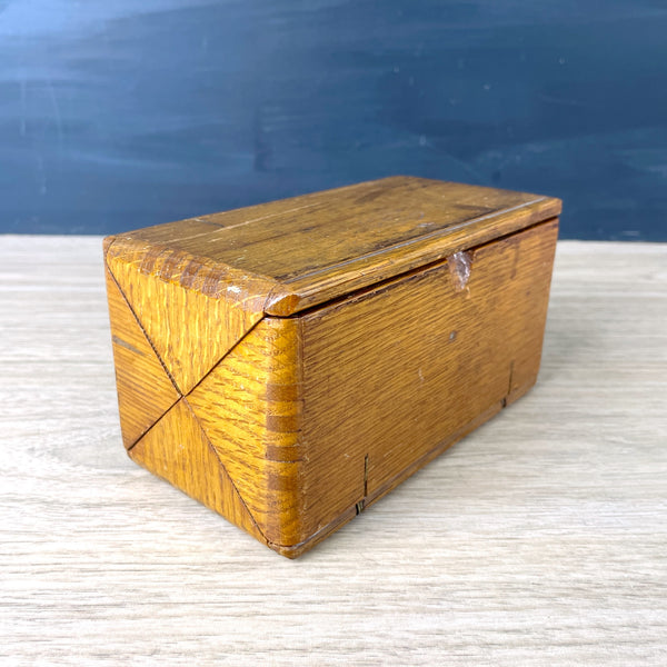 Singer antique 1889 wooden puzzle box with attachments, brown felt - NextStage Vintage