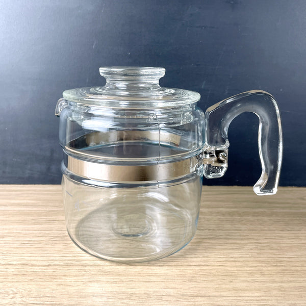 4 cup Pyrex Clear Glass Percolator - no interior parts -vintage - NextStage Vintage