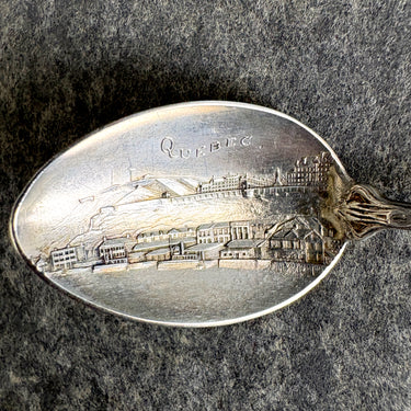 Antique Quebec Sterling Spoon with Calèche - gold wash - Duquet - NextStage Vintage