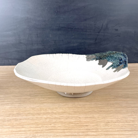 Artisan raku pottery asymmetrical bowl - vintage 1990s fine craft - NextStage Vintage
