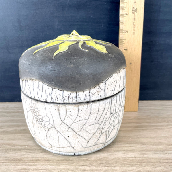 Raku pottery sun covered box by Shelley Weinstein - handmade art pottery - NextStage Vintage