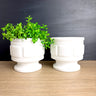 Vintage 1940s Randall milk glass planters – Set of 2 –  Block pattern – white glass flower pots - NextStage Vintage