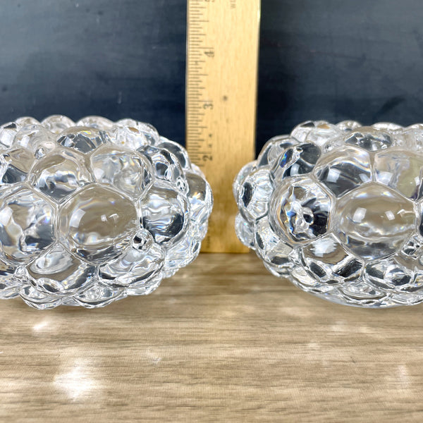 Orrefors raspberry medium crystal votive holders - a pair - NextStage Vintage