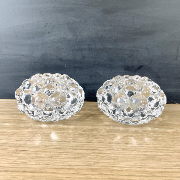 Orrefors raspberry medium crystal votive holders - a pair - NextStage Vintage