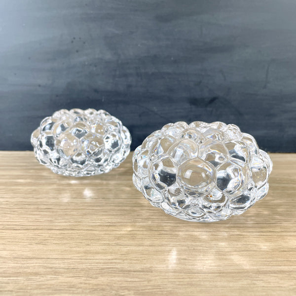 Orrefors raspberry medium crystal votive holders - a pair - NextStage Vintage