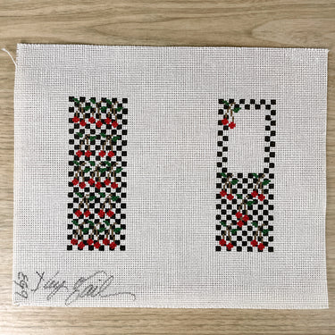 Checks & Cherries Reader Case By Gail needlepoint canvas #EG9 - NextStage Vintage