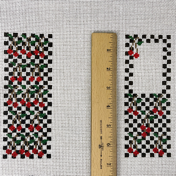 Checks & Cherries Reader Case By Gail needlepoint canvas #EG9