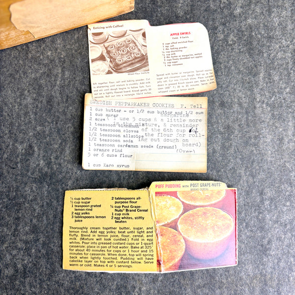 Recipe box filled with 1960s-1970s recipes - vintage kitchen