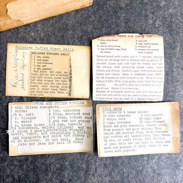 Recipe box filled with 1960s-1970s recipes - vintage kitchen