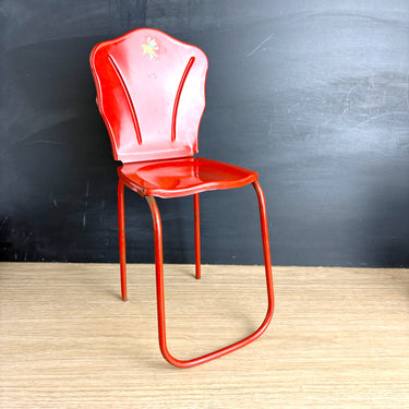 Red metal doll chair - vintage doll furniture - NextStage Vintage
