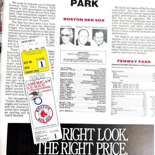 Boston Red Sox 1986 Championship souvenir book and program - set of 2 - NextStage Vintage