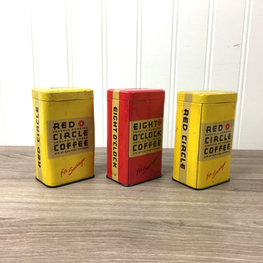 Vintage A&P coffee tins – Eight O'Clock, Red Circle coin banks (set of 3) - NextStage Vintage