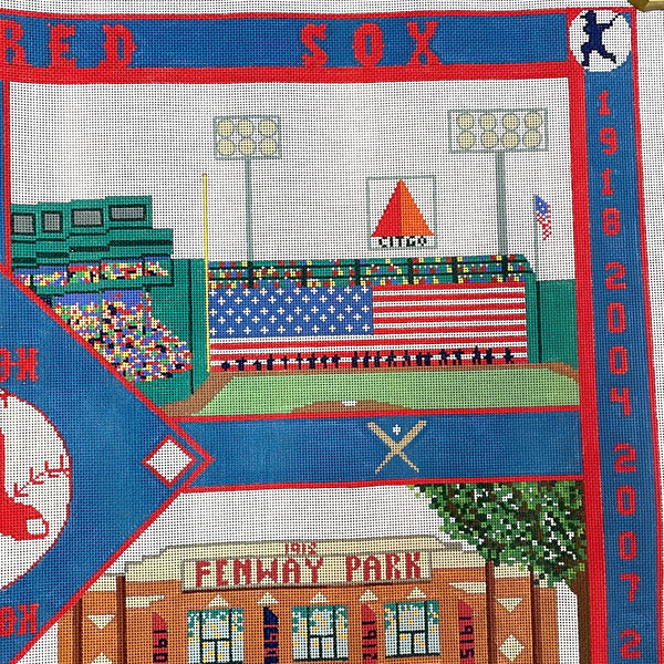 Julie Paukert Red Sox 2013 collage rug needlepoint canvas JP319 - NextStage Vintage