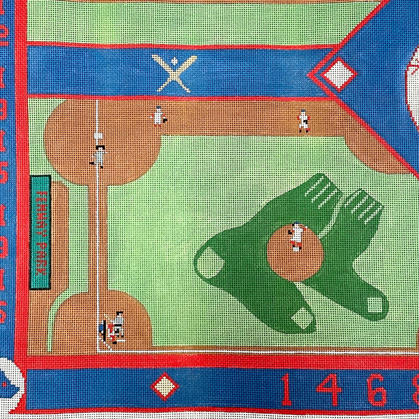 Julie Paukert Red Sox 2013 collage rug needlepoint canvas JP319 - NextStage Vintage